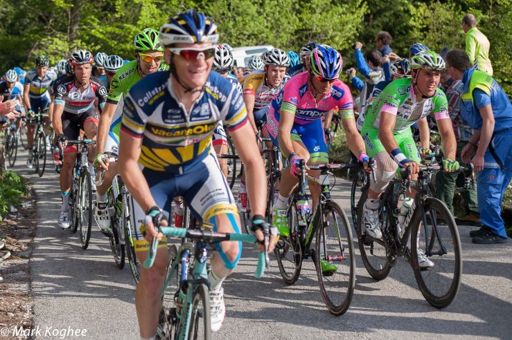 Grega Bole of Vacansoleil leads the bus in stage 10.