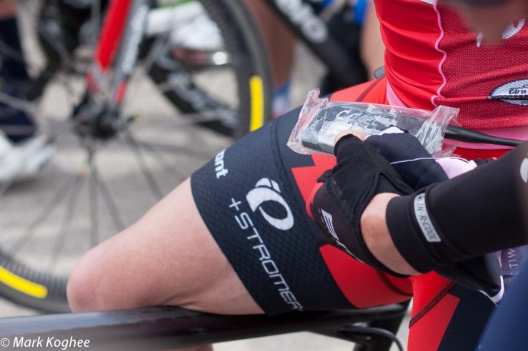 Cadel Evans struggled with his radio before the start of stage 11.