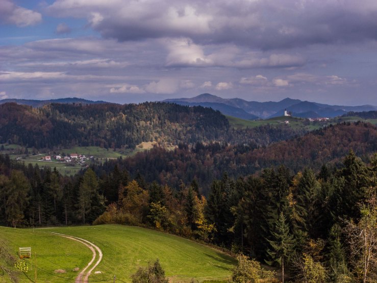 From Goli Vrh you can see the church of Crni Vrh. In the former Yugoslavia you can find many places called Crni Vrh. This is the one closest to Ljubljana.  Crni Vrh is Slovenian for black top.